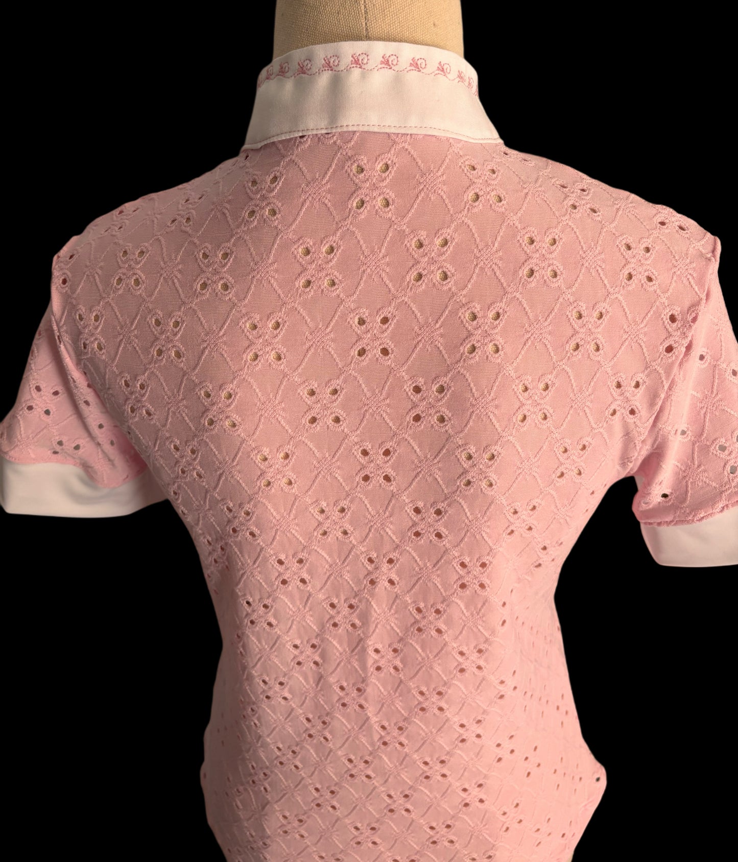 Pink Broderie Anglaise Stretch Fabric - Nicole Style | Chelle Designs | Made to order 3-5 days