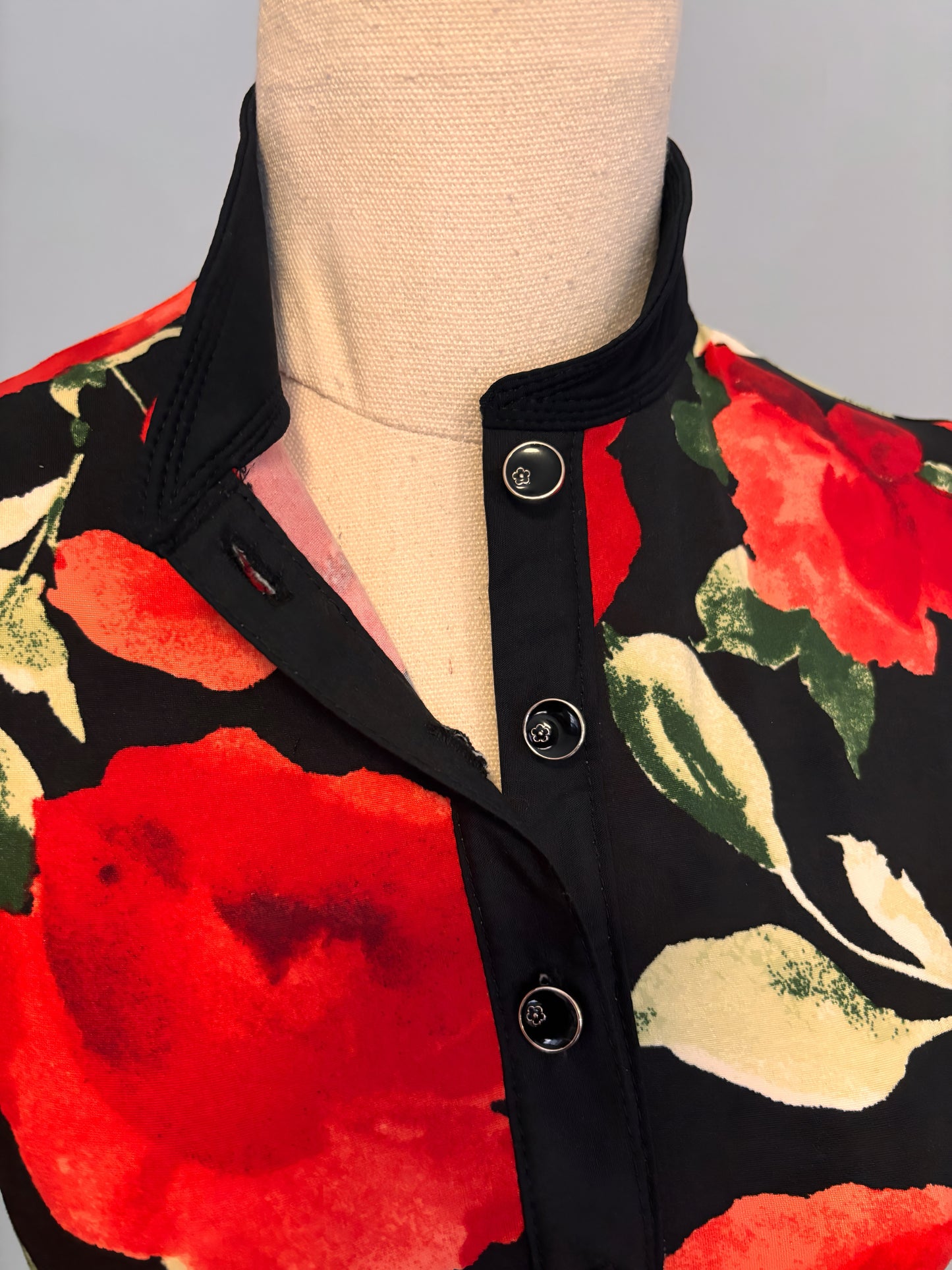 Women's Bold Red Floral Shirt- Nicole Style | Chelle Designs