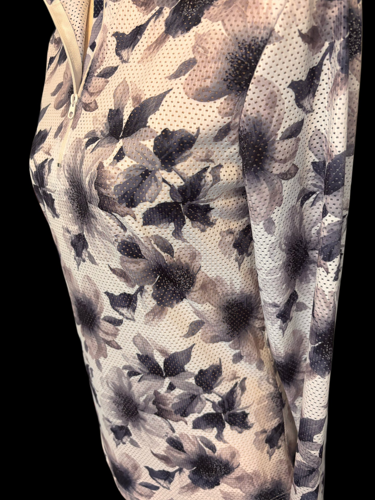 "Claire LW in Blue Floral Print Shirt - Australian Made Performance Mesh"