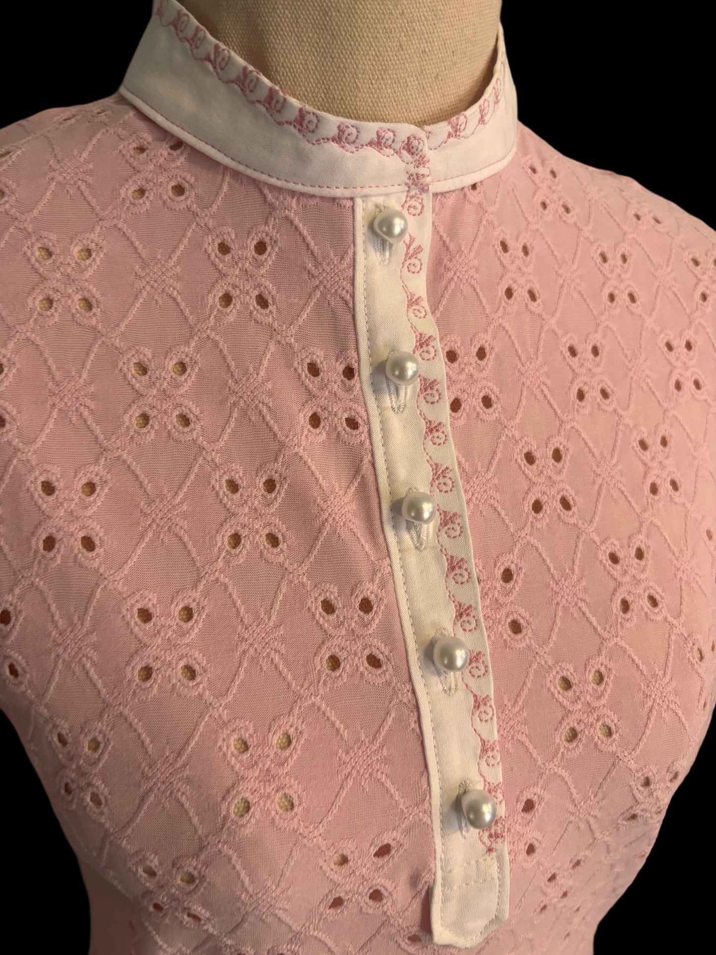 Pink Broderie Anglaise Stretch Fabric - Nicole Style | Chelle Designs | Made to order 3-5 days
