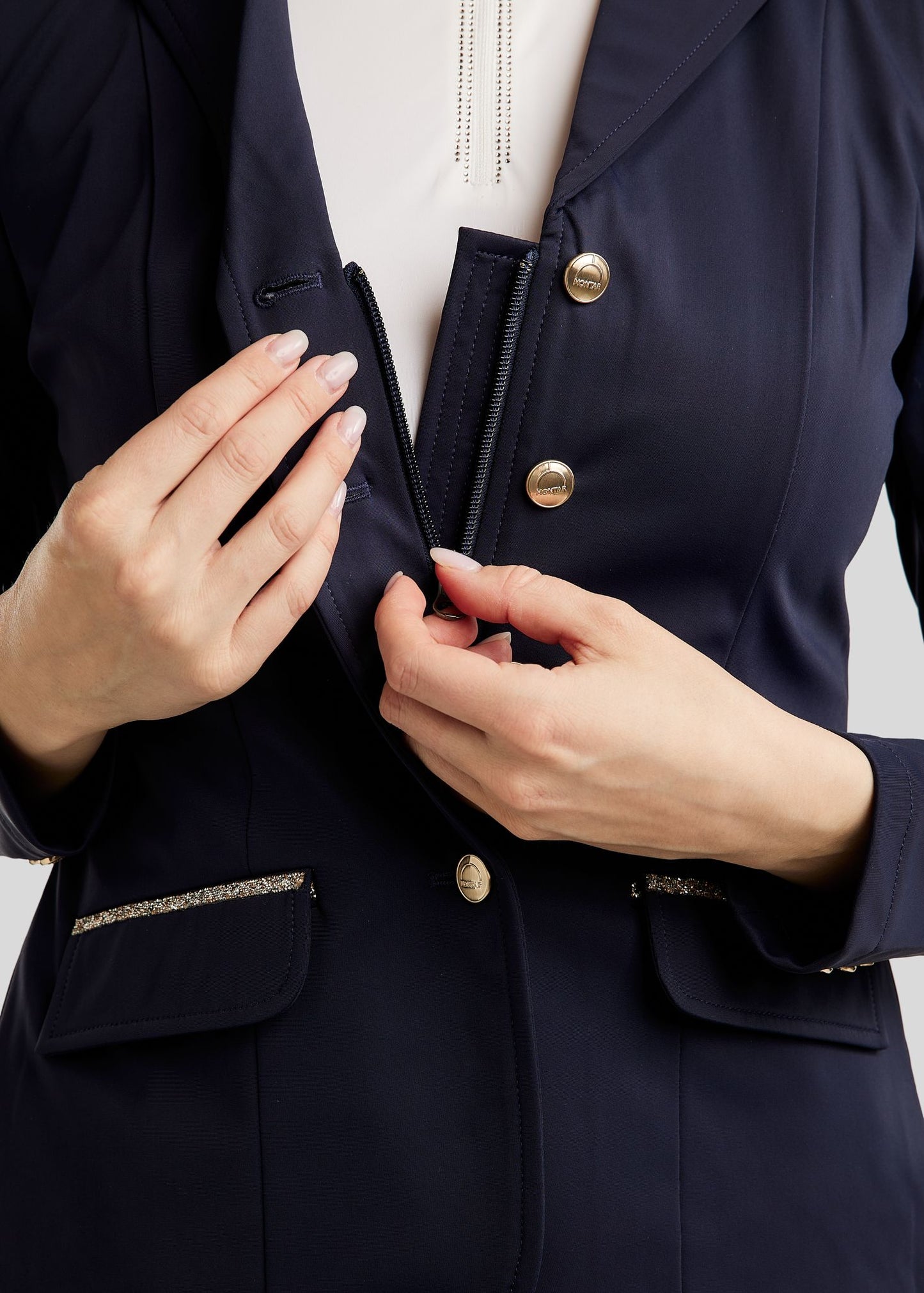 Montar MoLila Competition Jacket w. Champagne Crystal Tape - Chelle Designs