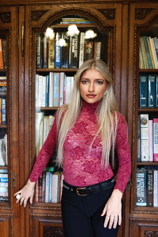 Women's Sheer Scarlet Lace shirt - 'Jana's' Style | Chelle Designs